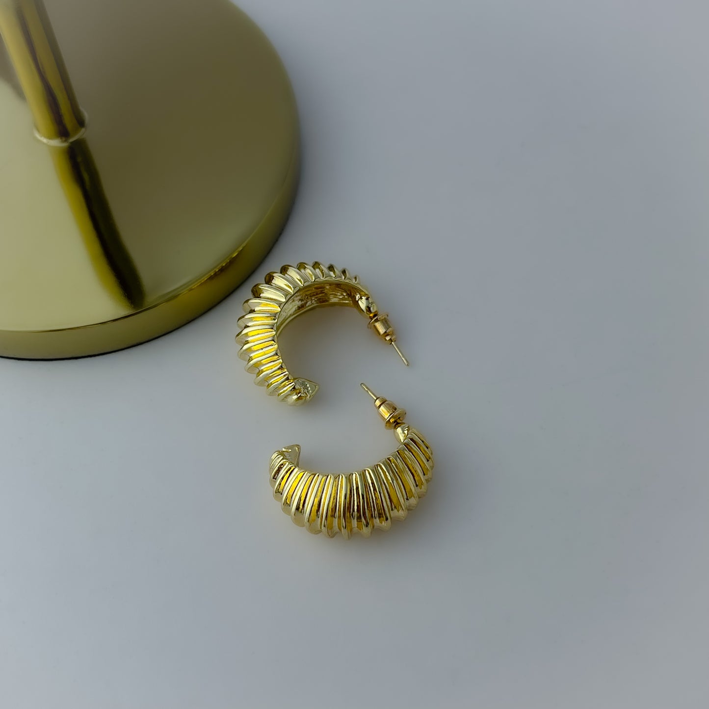 Stainless Steel Croissant Half Hoop Earrings