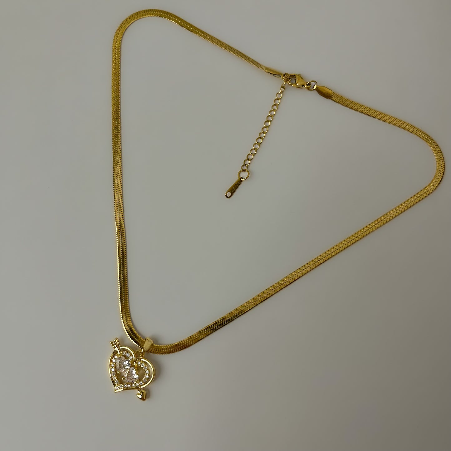 18K Gold Plated AD Stone Cupid Heart Necklace