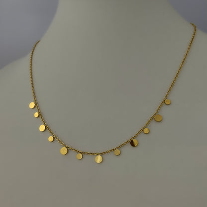 18K Gold Plated Round Charms Necklace