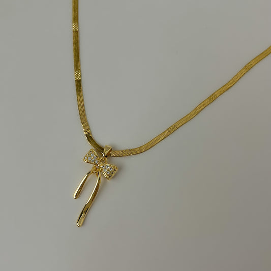 18K Gold Plated Ribbon Bow Necklace