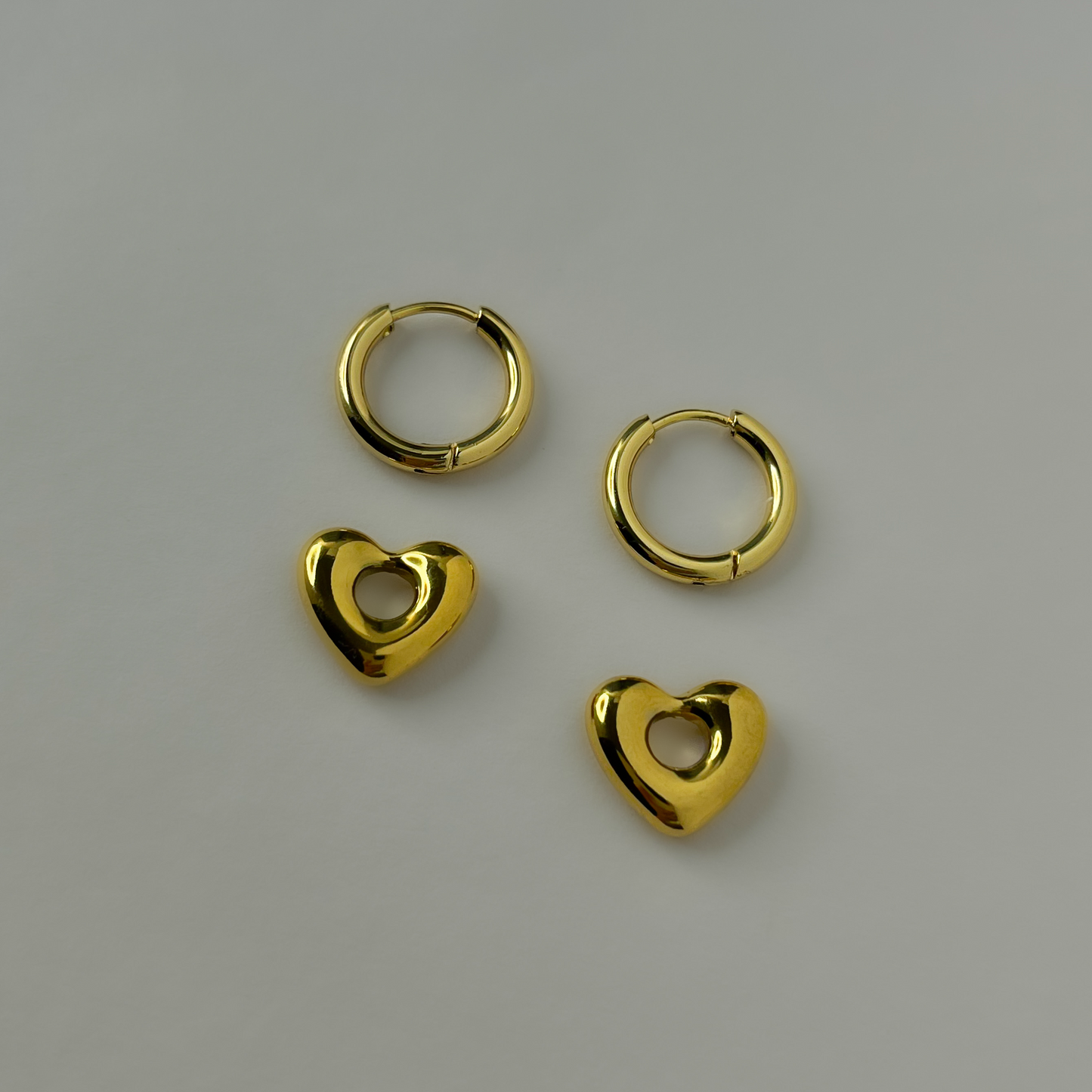 18K Gold Plated 2in1 Heart Earrings