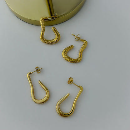 Stainless Steel Flow Half Hoop Earrings