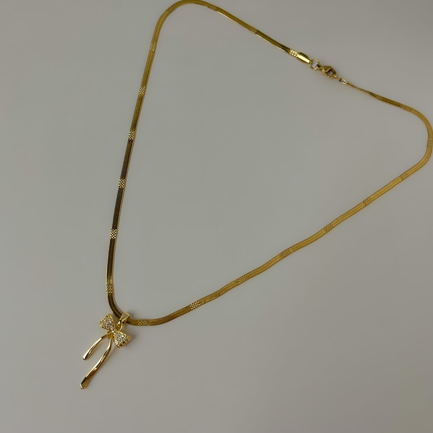 18K Gold Plated Ribbon Bow Necklace