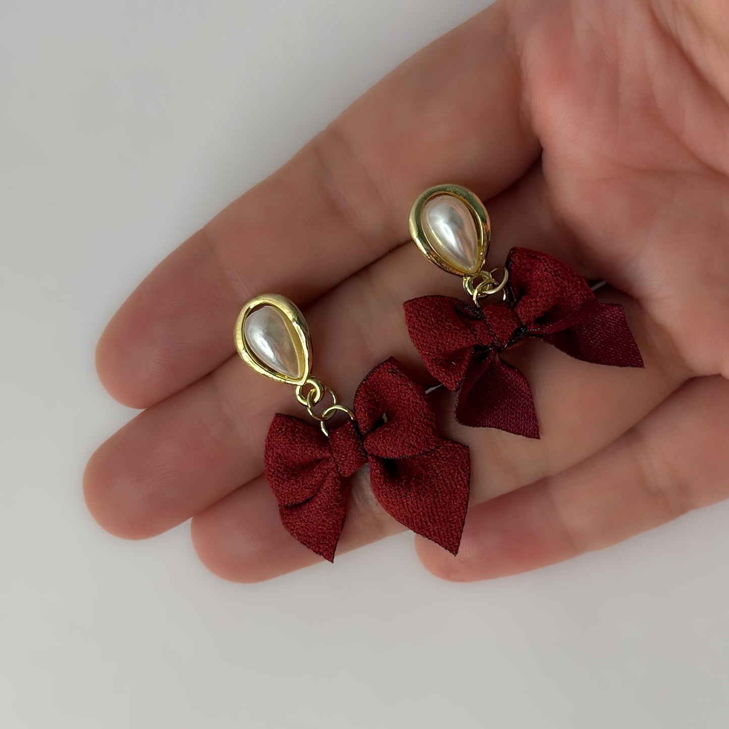 Cute Korean Red Bow Earrings