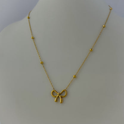 18k Gold Plated Minimal Bow Necklace