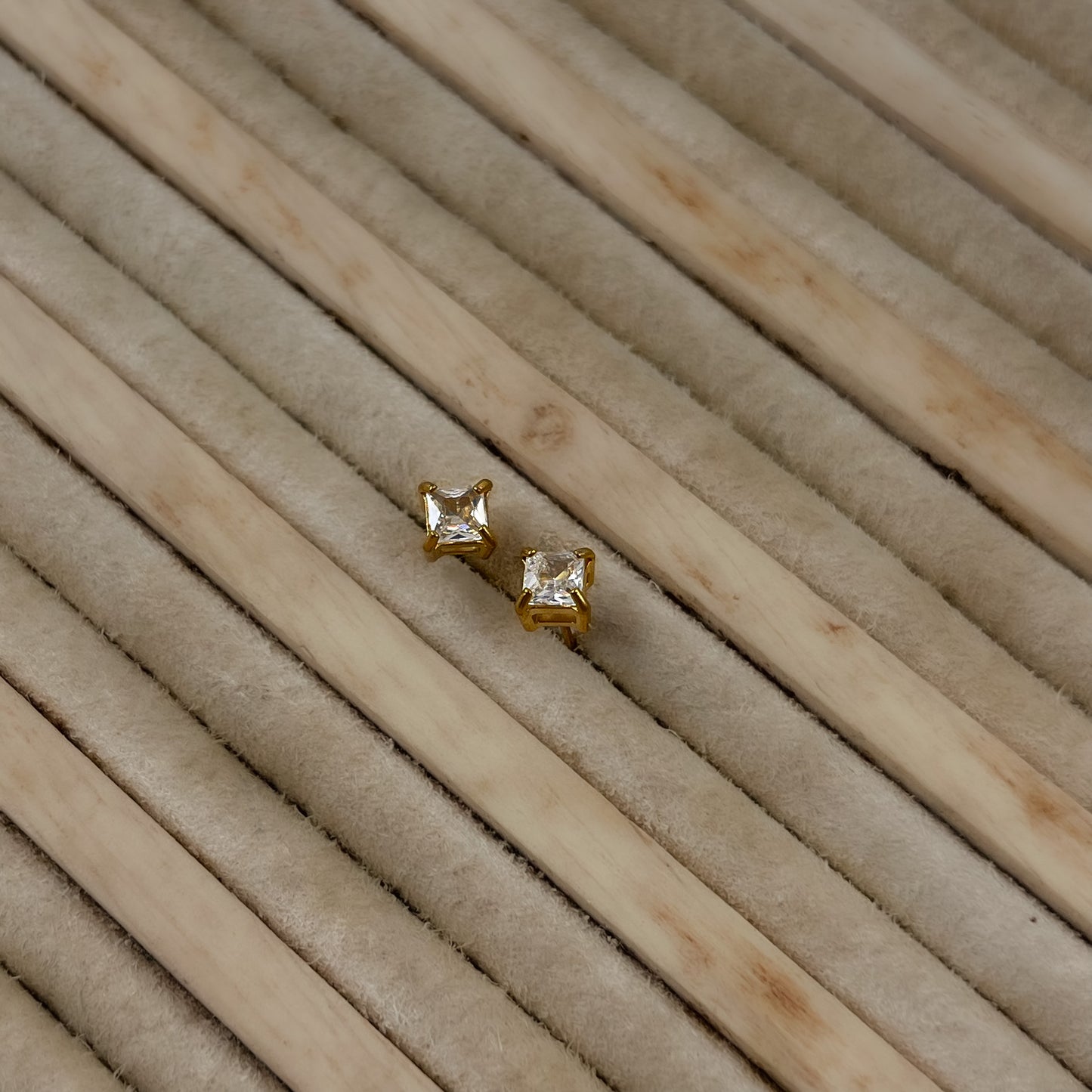 18K Gold Plated Mini AD Stone Minimal Stud