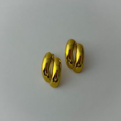 18K Gold Plated Double Swiss Earrings