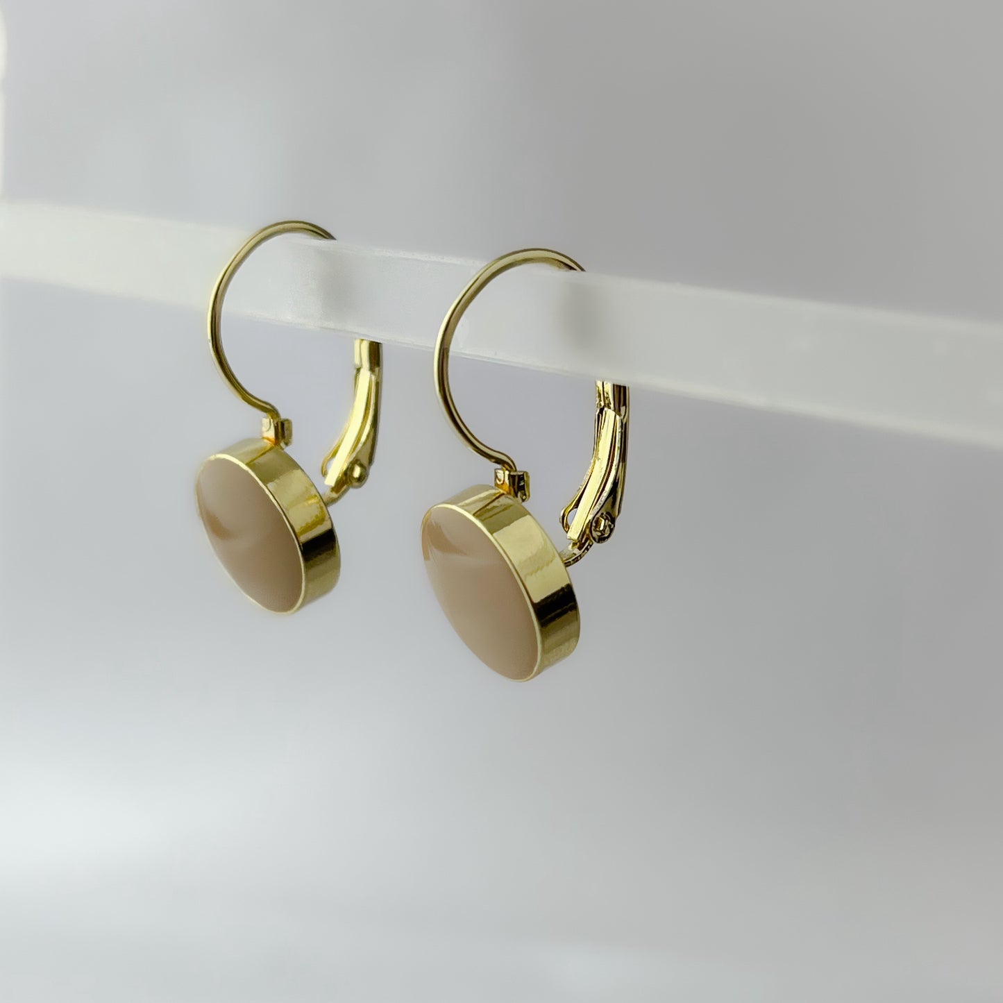 Korean Beige Drop Hoops