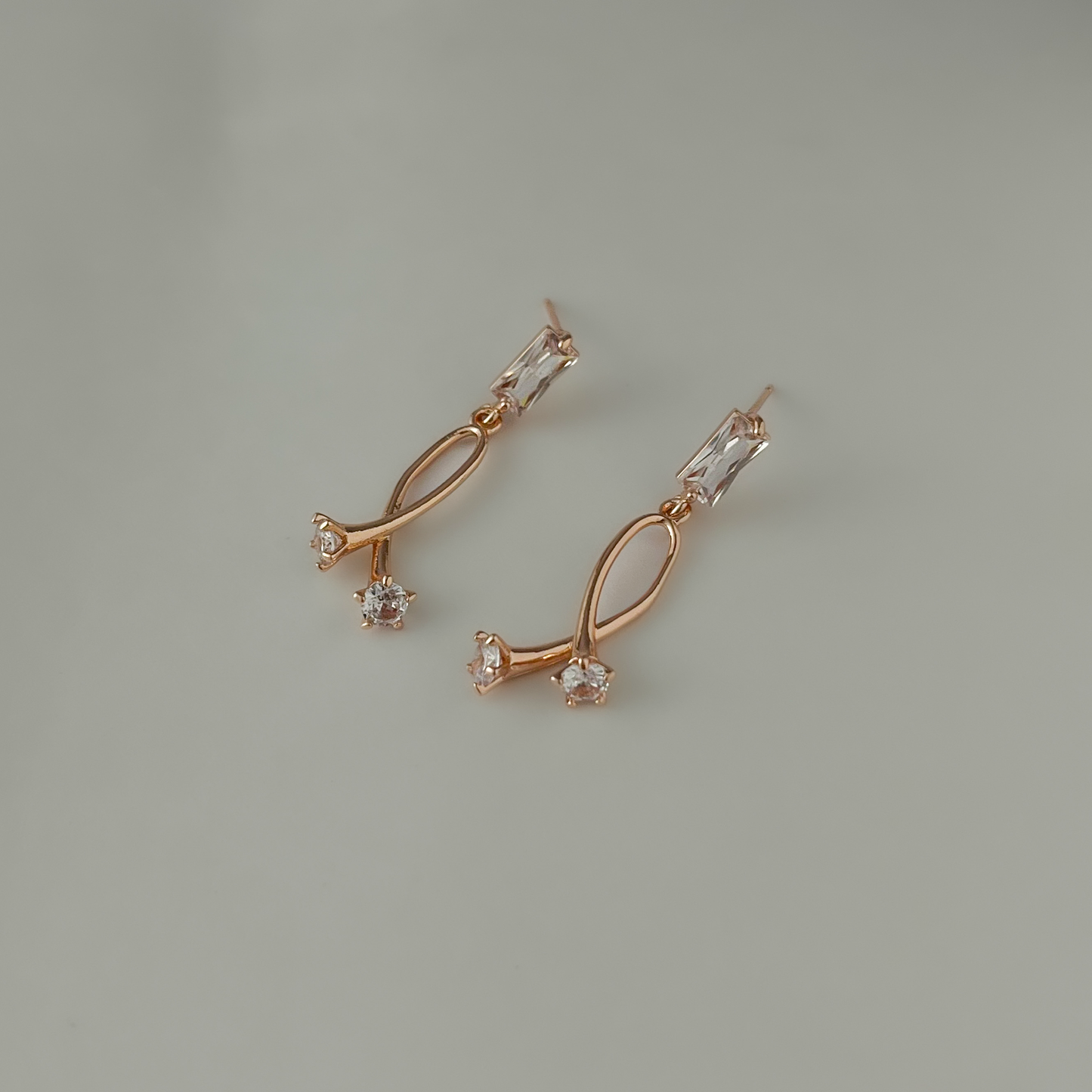 Stainless Steel Rose Gold Sleek Drop Earrings