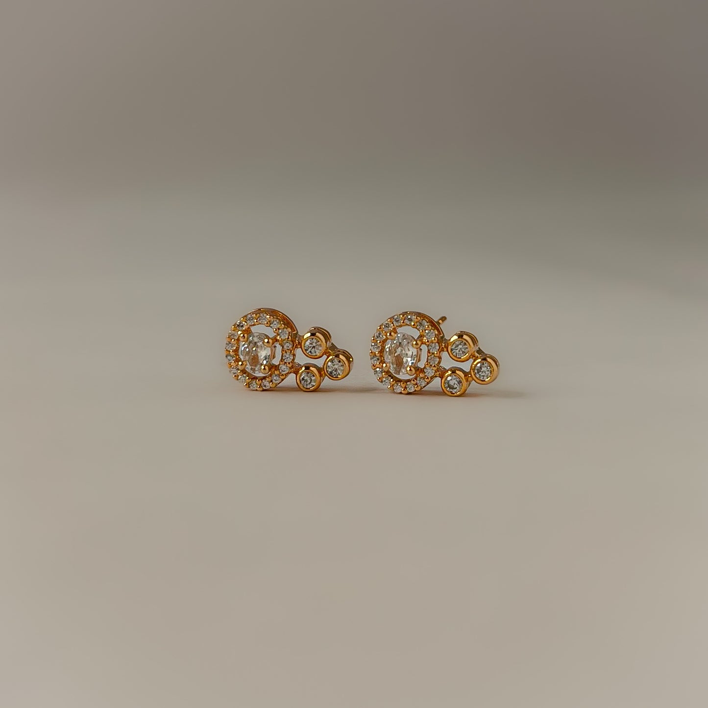 18K Gold Plated AD Stud Earrings