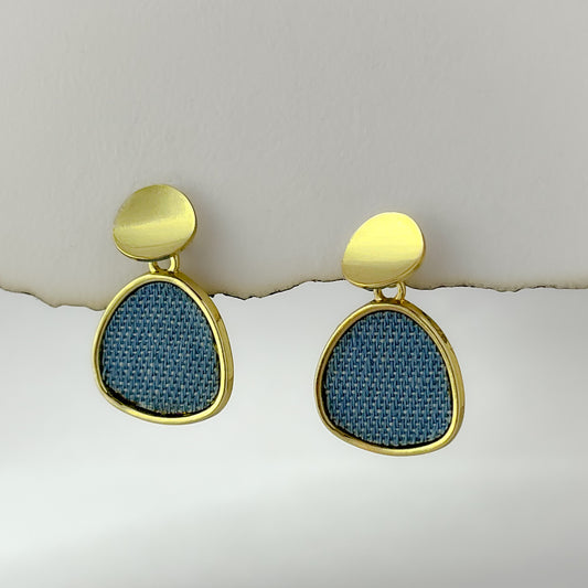 Korean Denim Gold Earrings