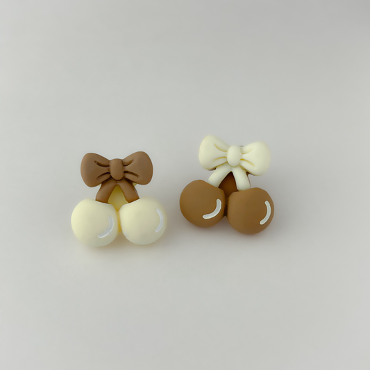 Mismatch Cherry Bow Earrings