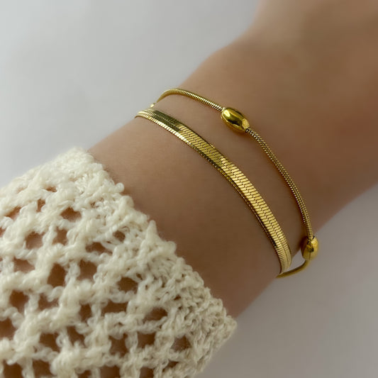 18K Gold Plated Snake Chain Double Layer Bracelet