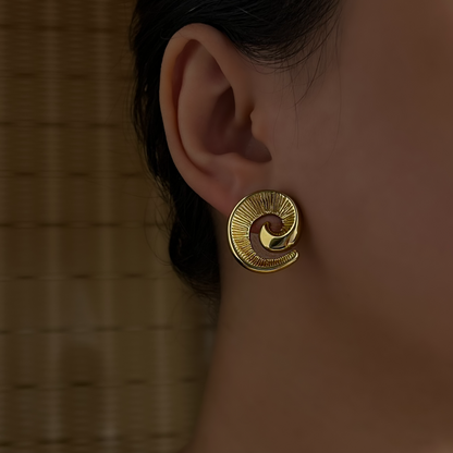 18K Gold Plated Precious Fossil Earrings