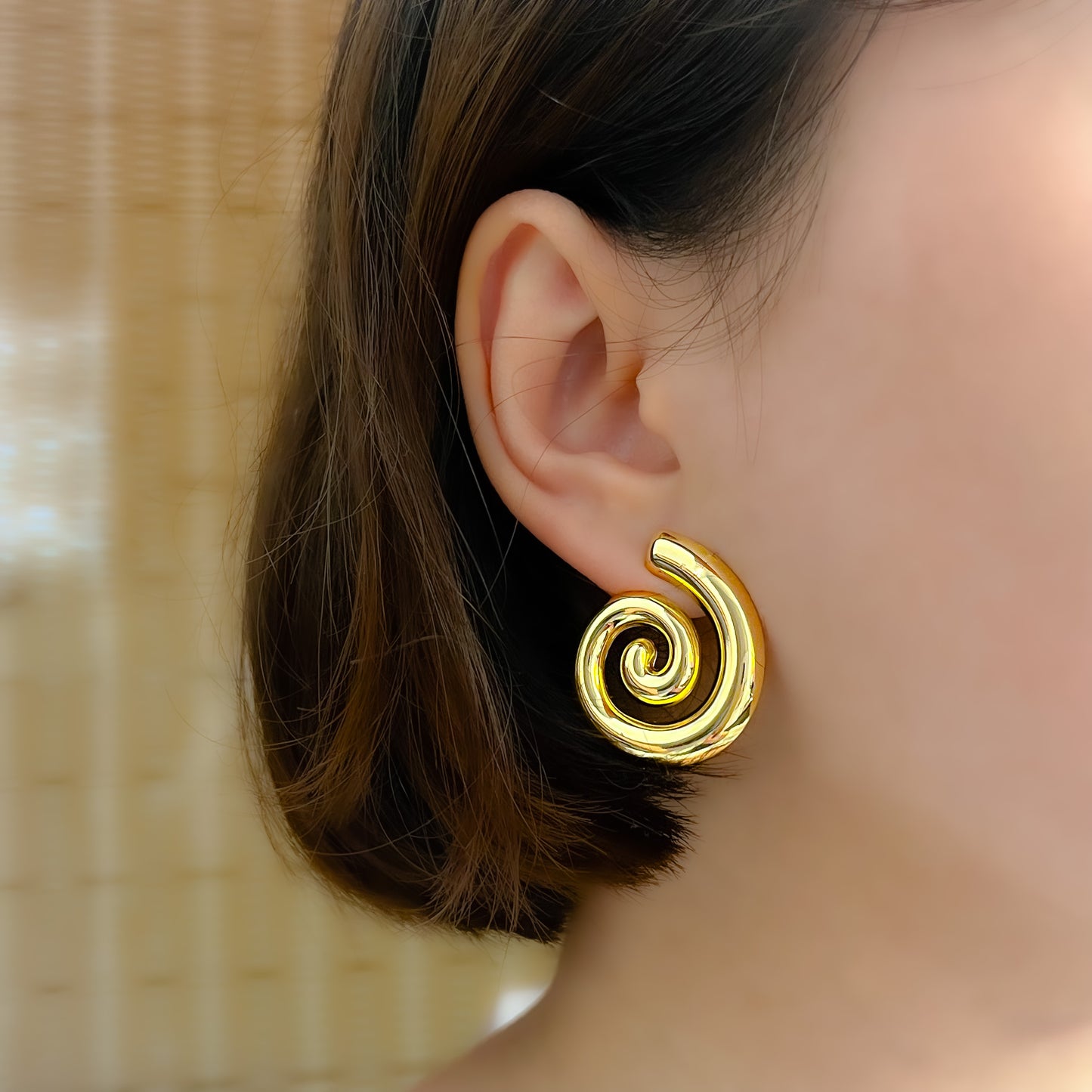 18K Gold Plated Spiral Earrings