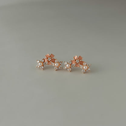 Stainless Steel Rose Gold Flower Earrings