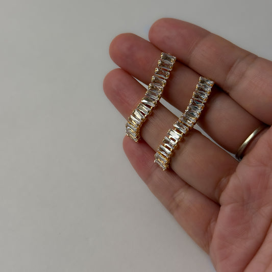 Rectangle Rhinestone Drop Earrings