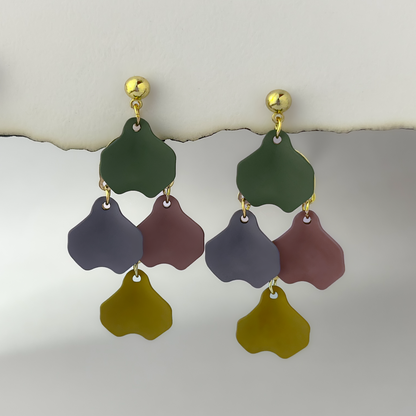 Korean Mutli-Color Petals Drop Earrings