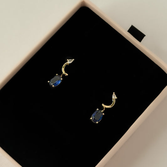 18K Gold Plated Blue Stone Earrings