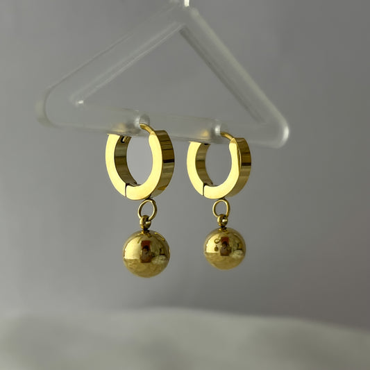 18K Gold Plated Ball Drop Hoops