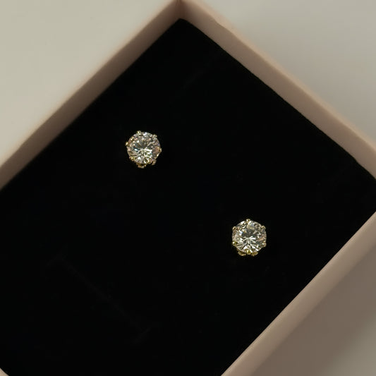 18K Gold Plated AD Stud Earrings (Big)