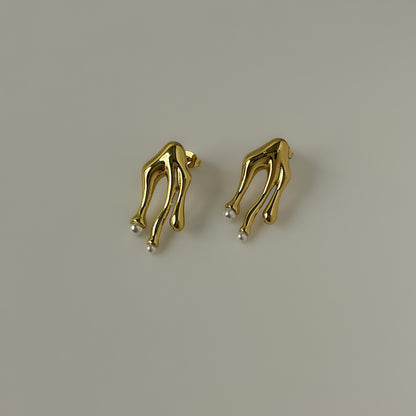 18K Gold Plated Drip Pearl Earrings