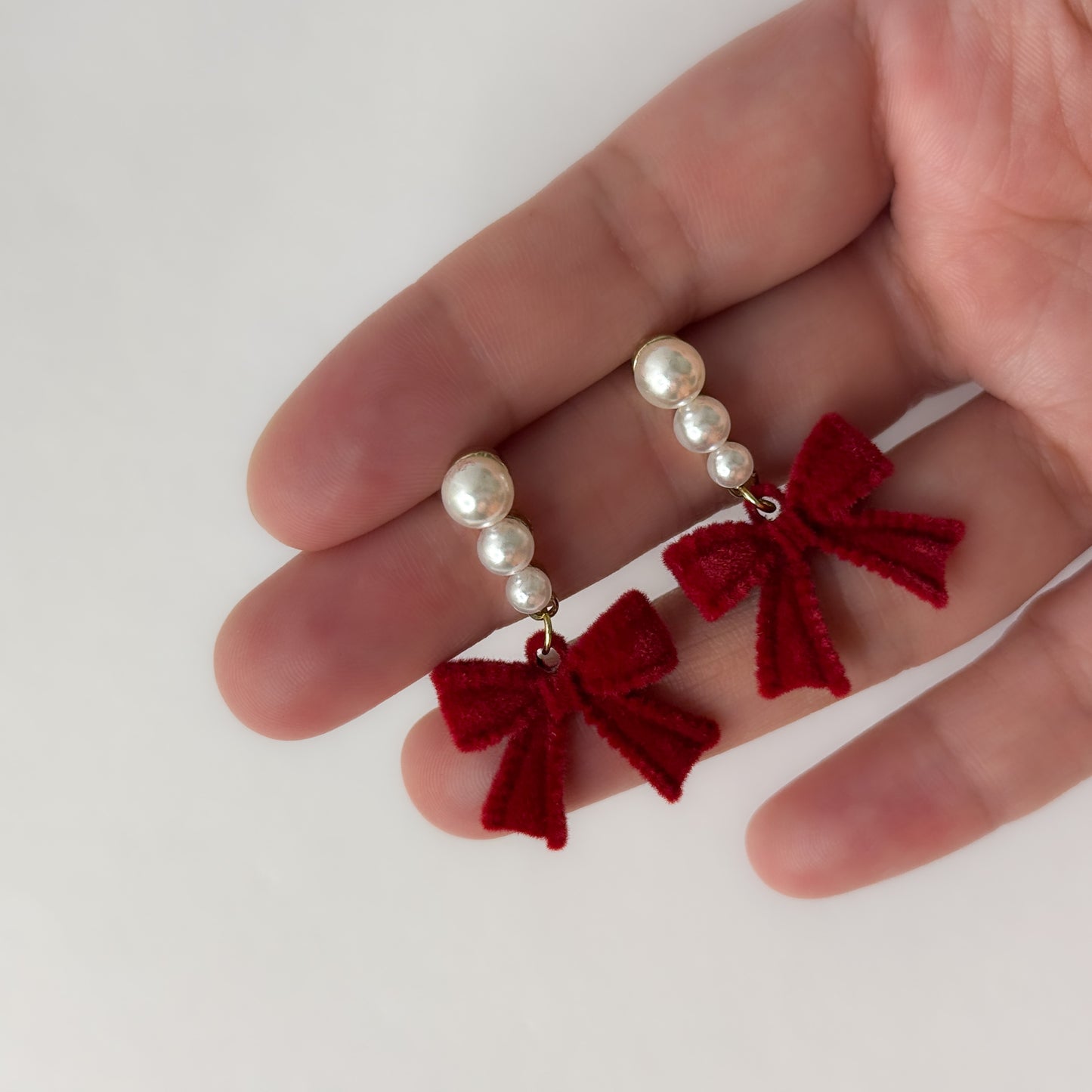 Cute Korean Pearly Bow Earrings