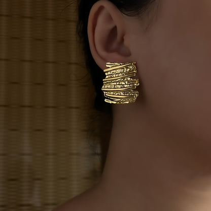 18K Gold Plated Crushed Statement Earrings