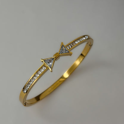 18K Gold Plated AD Stone Bow Bracelet