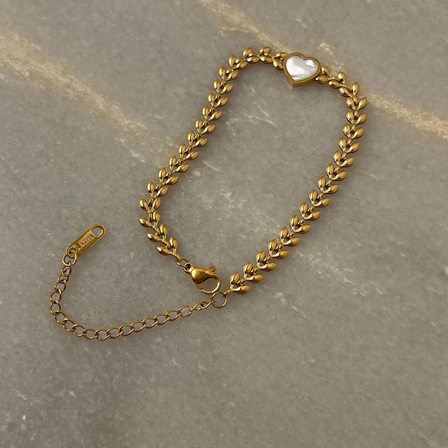 18K Gold Plated 2In1 Heart Chain Bracelet