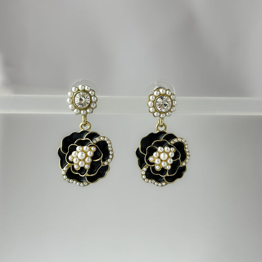 Korean Pearly Flower Drop Earrings