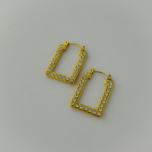 18K Gold Plated AD Stone Hoops