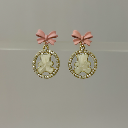 Korean Cute Bow Teddy Earrings