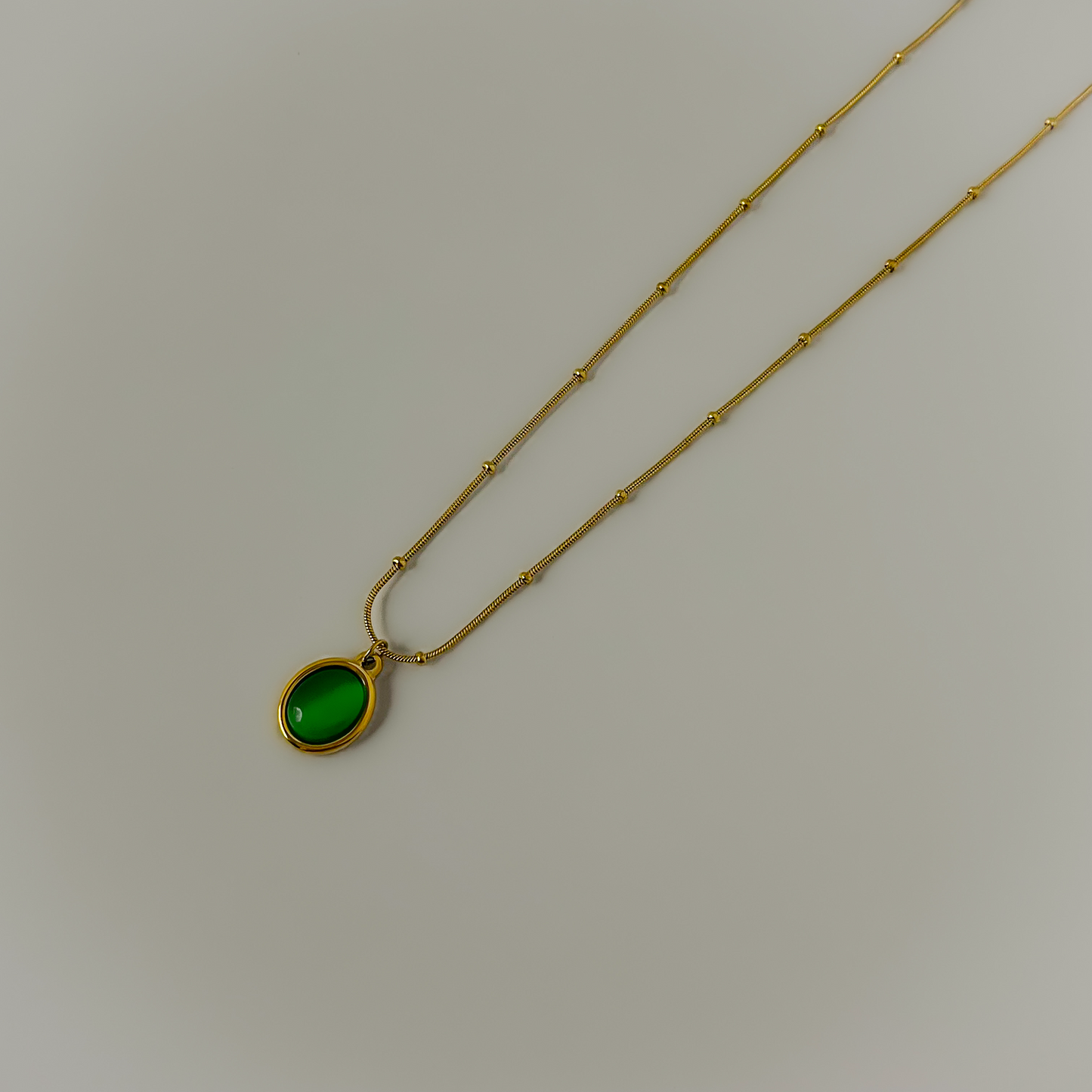 18K Gold Plated Green Pendent Necklaces