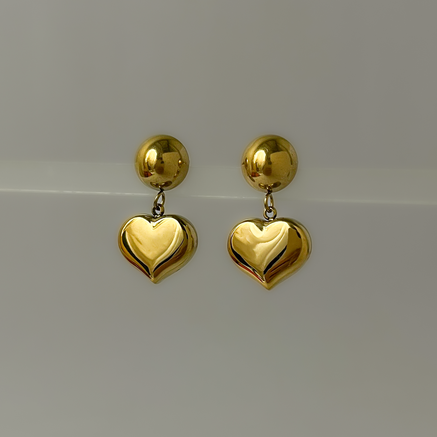 18K Gold Plated Heart Drop Earrings