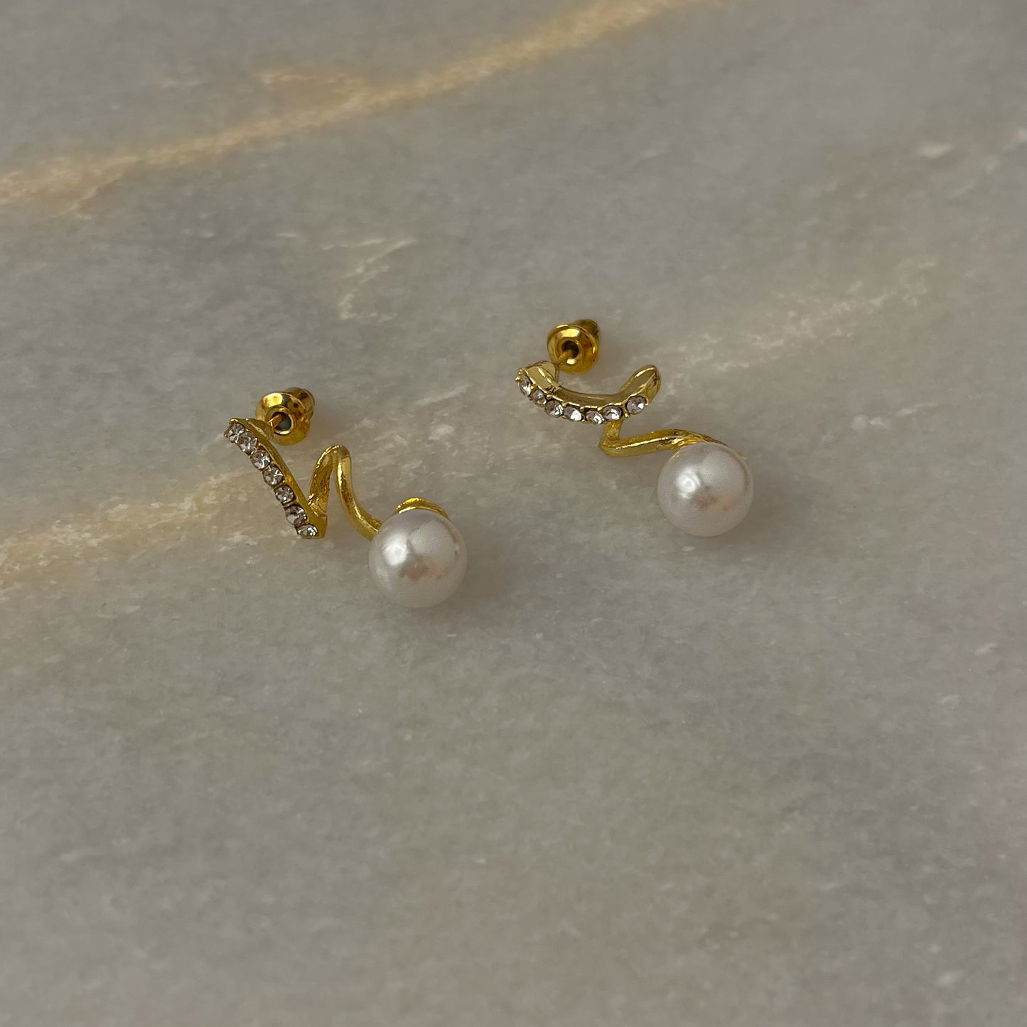 Korean Twist Pearl Drop Earrings