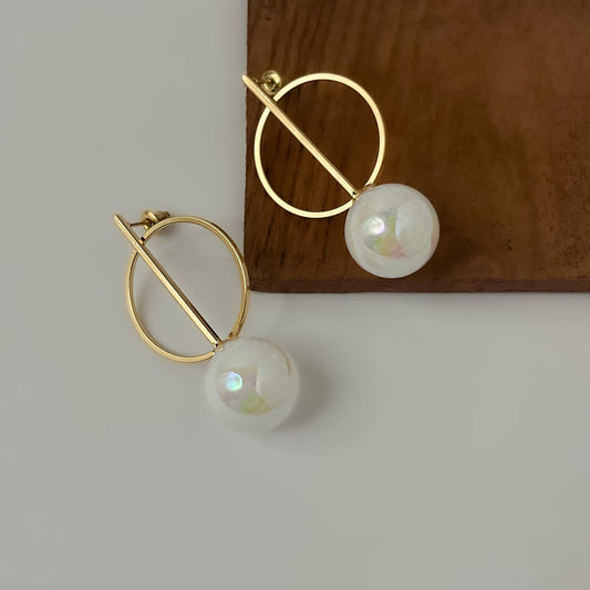 Pearl Circle Earrings