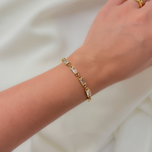 18K Gold Plated Multi AD Stone Chain Bracelet