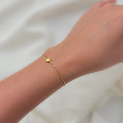 18K Gold Plated Minimal Tiny Heart Chain Bracelet