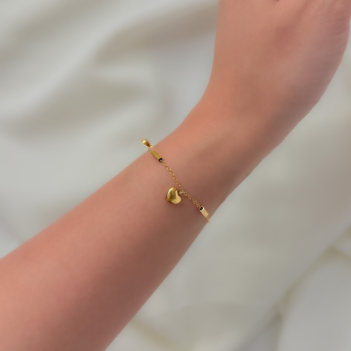 18K Gold Plated Heart Charms Chain Bracelet