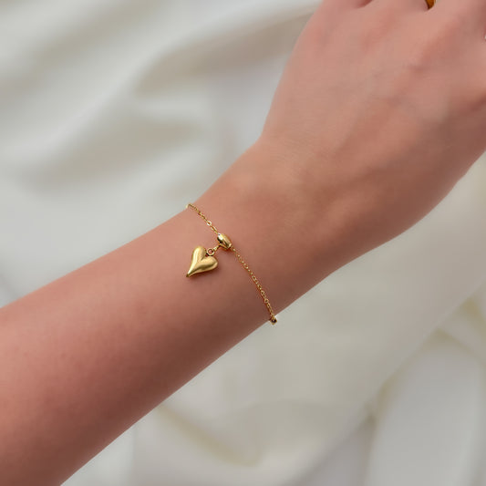 18K Gold Plated Heart Chain Bracelet