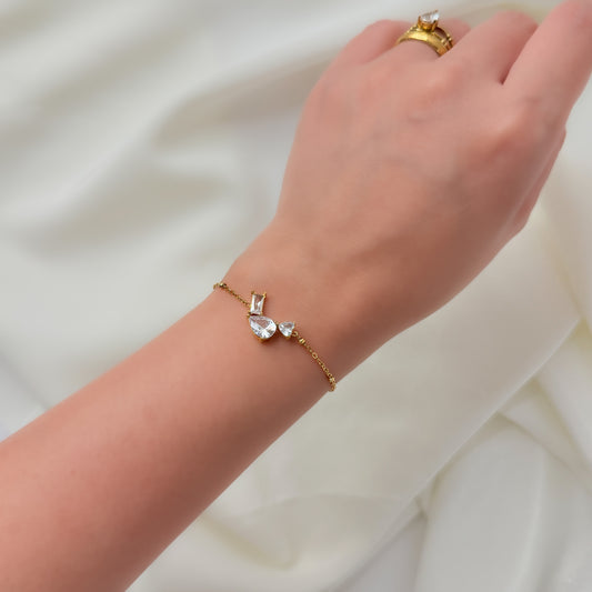 18K Gold Plated Multi Stone Chain Bracelet