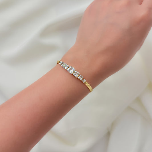 18K Gold Plated Snake Chain Multi Stones Bracelet