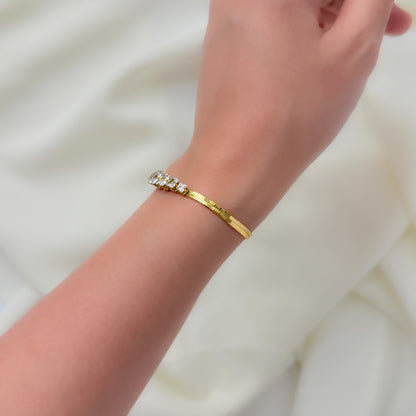 18K Gold Plated Snake Chain Multi Stones Bracelet