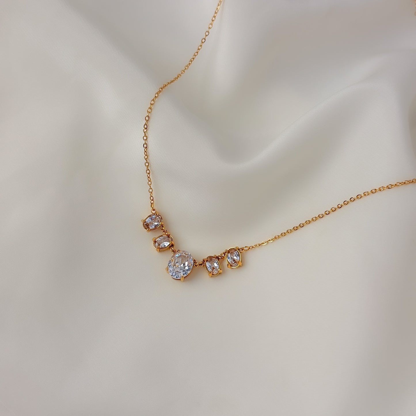 18K Gold Plated Solitary AD Stone Necklace