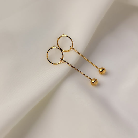 18K Gold Plated Circle Drop Earrings