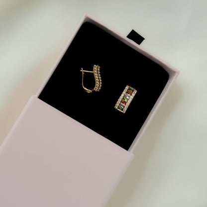 18K Gold Plated Multi Colour Chic Hoops