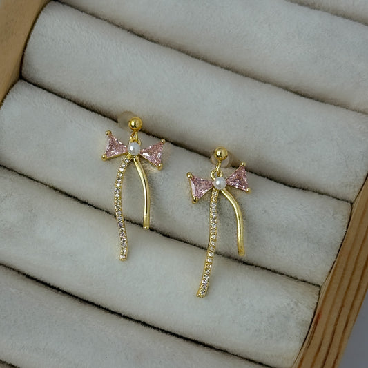18K Gold Plated Bow Drop Earrings