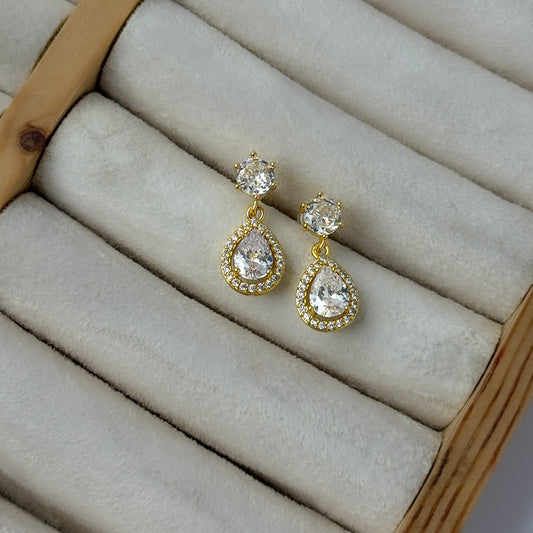 18K Gold Plated Vintage AD Stone Drop Earrings