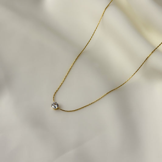 18K Gold Plated Tiny Circle AD Stone Necklace